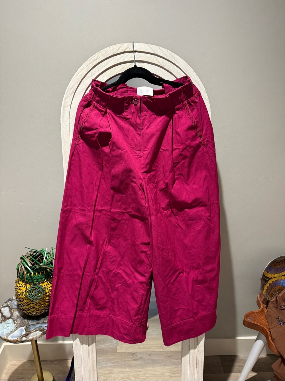 Merlette Fuchsia Wide-Leg Cropped Pants